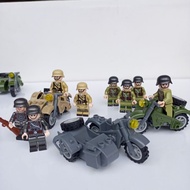 Lego WW2 Motorcycle Tricycle Military PD2 + minifigure