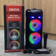 新款ZQS4239雙4寸廣場舞藍牙音響移動便攜式炫彩雙喇叭炮筒大功率