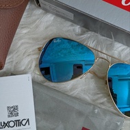 Kacamata Original Ray-Ban Aviator Large Metal Matte Gold w/Blue Flash RB3025 112/17