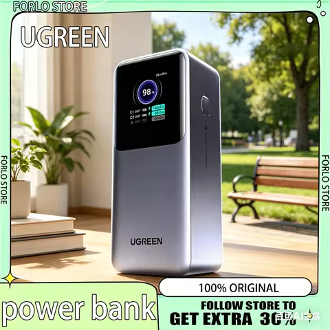 UGREEN 20000mAh Power Bank 165/100W Fast Charging Built-in 65CM Cable Portable External Battery for 