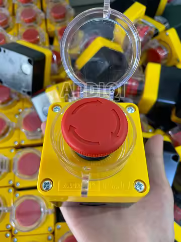 One Hole Waterproof Plastic Emergency Stop Mushroom Head Yellow AK1 Push Button Box Switch Elevator 