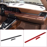 Real Carbon Fiber For Porsche 911 992 2019 Car Central Console Instrument Copilot Strip Stickers Dec