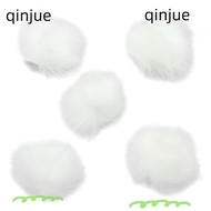 QINJUE 6pcs, 3.9inch/10CM Acrylic Faux  Fur Pompoms, Simple to attach Ployster White Bags
