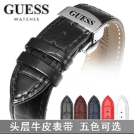Guess genuine cow leather strap men and women butterfly buckle watch
