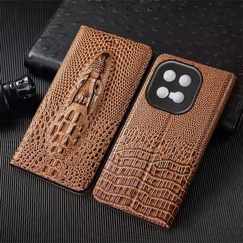 Crocodile Head Genuine Leather Flip Case For iQOO 3 5 7 8 9 10 11 11S 12 13 15 15R Pro Ultra Phone C