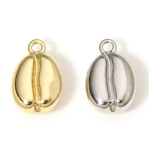 2 Piece Brass Coffee Bean Charms Gold Plated 3D Food Style Pendants For DIY Necklace Jewelry Making 