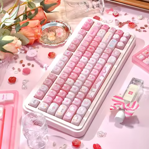 MAIMOOO Cute Cat Keycaps Jelly Texture Pc Material Suitable For Aula F75 F87 F99 Keyboard Translucen