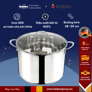 [SIÊU SALE MEGA 3.3] Nồi luộc gà thân cao inox 304 5 đáy cao cấp Kalpen Lermat L28-L30 size 28-30cm