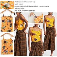 21261 Women's Yellow Tank Top Yellow Flower Polkadot Top