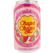 ชูปา ชุปส์ น้ำสปาร์กิ้งโซดาซ่ารสนมสตรอเบอร์รี่ Chupa Chups Sparking Soda Strawberry Milk Flavor 345ml
