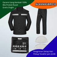 Adult Motorcycle Raincoat Waterproof Suit Model Nano Polyester Material With Visor And Reflective St