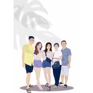 Digital art illustration/ Family members portrait illustration