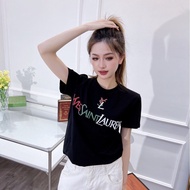 YSL Short-sleeved T-shirt Men's And Women's Fashion Brand 2024 Summer New Loose Casual Pure Cotton Ins Couple Tops