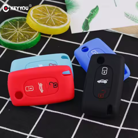 KEYYOU Silicone Remote Key Fob Cover For Peugeot 107 207 307 407 308 607 Citroen C1 C2 C3 C4 C5 C6 C