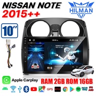 HILMAN NISSAN NOTE 2015  Android 10 นิ้ว  จอติดรถยนต์แท้ รับ เครื่องเล่นวิทยุ GPS สารพัดประโยชน์ ระบบเสียง ดูยูทูป เครื่องเสียงติดรถยนต์ จอติดรถยนต์ Quad Core apple carplay