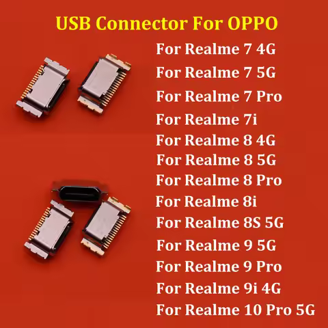 10-100pcs Micro USB Jack Connector Socket Type-C Charging Port Charger Plug Dock For OPPO Realme 7 7
