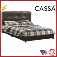 [SKYNET Delivery] Cassa Heavy Duty Zen (Beige White/Dark Brown) Queen Headabord Divan Bed Frame Only - PlyWood Structure