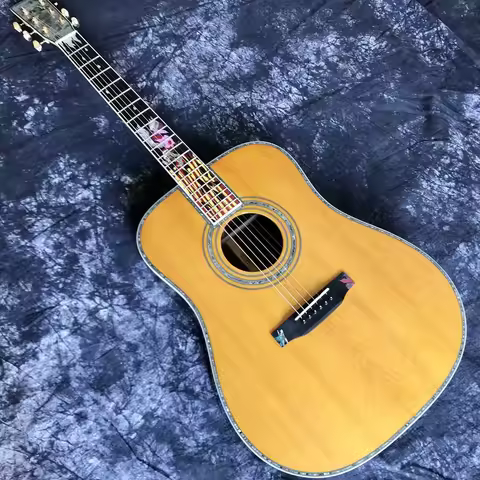 Custom Deluxe AAAAA Grade All Solid Acoustic Guitar Ice Fire Abalone Binding Ebony Fingerboard 22 Fr