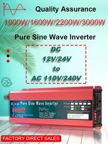 Pure Sine Wave Inverter 12V 24V 220V 110V 1000W 1600W 2000W 3000W Power Converter Solar 12V To 220V 