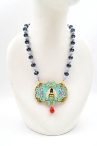 TIMBEE LO金色巴洛克金屬蜜蜂相框鍍真金頸鍊 寶石貝殼珍珠不掉皮