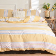 Queen Quilt Cover Sets Yellow Striped Duvet Cover with Pillowcase cobertor 2 plazas cama King Size d