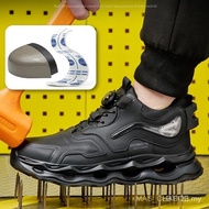 Waterproof Work Shoes For Men Anti-smash Anti puncture Safety Shoes Men boots Rotating Button Indest
