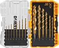 DEWALT Drill Bit Set, Titanium Nitride Coated, 14-Piece (DW1354) , Yellow DEWALT得偉 DW1354鍍鈦鑽頭，14件套