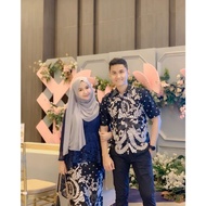 Kebaya Lace Couple Set Pasangan Women Kebaya T-shirt Batik Lelaki Perempuan Ruffle Baju Raya Tunang Engagement