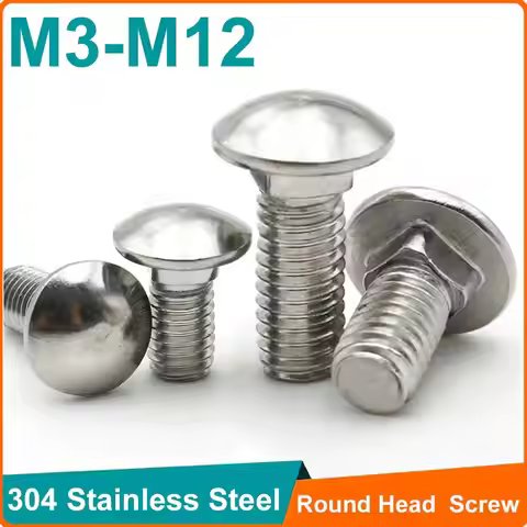 5pcs/lot M3 M4 M5 M6 M8 M10 M12 10- 30mm Length Carriage Bolt 304 Stainless Steel Round Head Square 