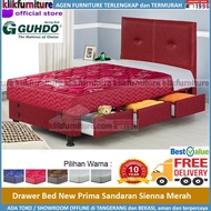 NEW Guhdo New Prima Drawer Bed Laci - Full Set Sienna Merah -