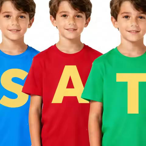 Alvin and The Chipmunks Classic Letter Printed Child Tshirt Boys and Girls Casual Daily Life Cotton 