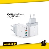 35w PD Travel Adapter 4 Port USB Charger Head Type C Fast Charging