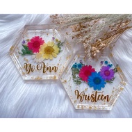 Personalised COASTER/TRINKET HOLDER pressed-flower