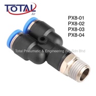 PX Series 8MM Male Branch Y PX8-01 PX8-02 PX8-03 PX8-04 Pneumatic Push In Fitting One Touch Fitting 
