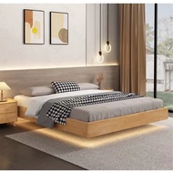 Solid Wooden Bed Frame Nordic Modern Floating Homiest Platform Floor Bed Tatami Queen / King Size Single / Super Single Bed