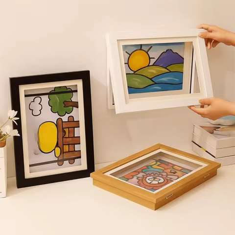 A4/A3 Magnetic Flip Photo Frame Front Opening Changeable Flip Art Photo Frame Elastic Straps Photo S