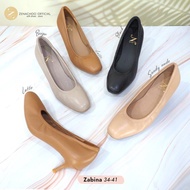 ทรงปกติ เปลี่ยนไซส์ได้-ไม่รับคืน Zenachoo รุ่น zabina สูง 2 นิ้ว รองเท้าหนังแกะแท้ทรงหัวตัด