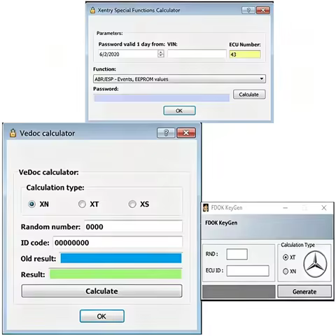 DAS Xentry Special Function Calculator Keygen and FDOK Vedoc Calculator Keygen for MB Star C3 C4 C5 