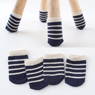 Marslako - 針織防刮靜音桌椅腳套枱腳套 椅腳套 凳腳套 桌腳墊 - 橫條深藍底[平行進口]