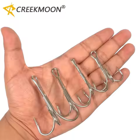 50pcs 4X Strengthen Fishing Brabed Hooks for Big Sea Fish Game Treble Hooks Artificial Bait Fishhook