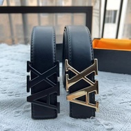 2026 New Cross-border Men's Belt Letter AX Buckle Waistband 3.8cm Fashionable Plain Weave Lychee Pat