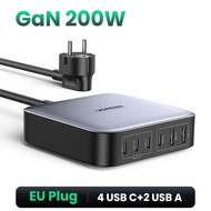 ที่ชาร์จ UGREEN 200W GaN สำหรับเดสก์ท็อปและแล็ปท็อป ที่ชาร์จเร็ว 6 in 1 สำหรับ iPhone 13 12 Pro Max 