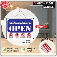 Open Close Sign Signage, 2 in 1 Open Double Sided for Shops, We're Open, We're Close PVC signage