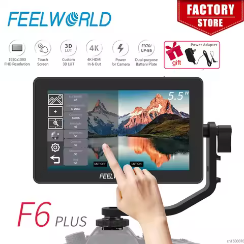 FEELWORLD F6 PLUS 4K Monitor 5.5 Inch on Camera DSLR 3D LUT Touch Screen IPS FHD 1920x1080 Video 4K-