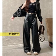 Eunice Women's Highwaist Leather Pants Korean Culottes