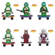 6pcs Anime Figures TMNT Mini Action Figures Turtle Bricks Leo Raph Don Doll Assemble Building Blocks