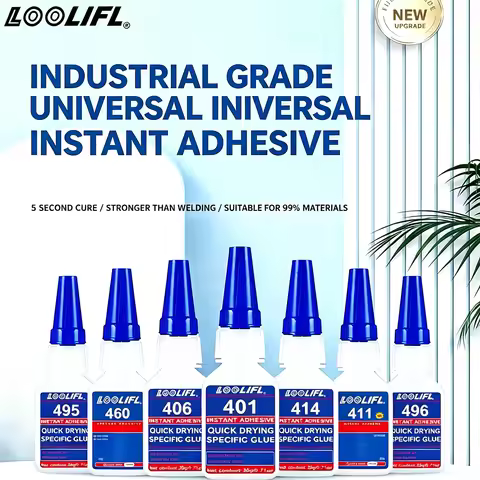 Industrial-Grade Looliifl Instant Adhesive 401, 406, 411, 414, 460, 495, 496 Super Glue, 5-Second Fa