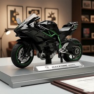 Black 1:18 Scale Diecast Kawasaki H2R Motorcycle Toy Gift Skala 1:18 Diecast Hitam Model Mainan Moto