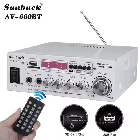 SUNBUCK AV-660BT Sound Amplifier CH 2.1 Power Amplifiers For Home Car Meeting Theater AMP Support EQ