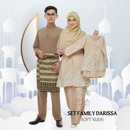 [SOFT NUDE] Sedondon Family Set Darissa kebaya moden lace ibu anak baju melayu pesak cekak musang ayah anak